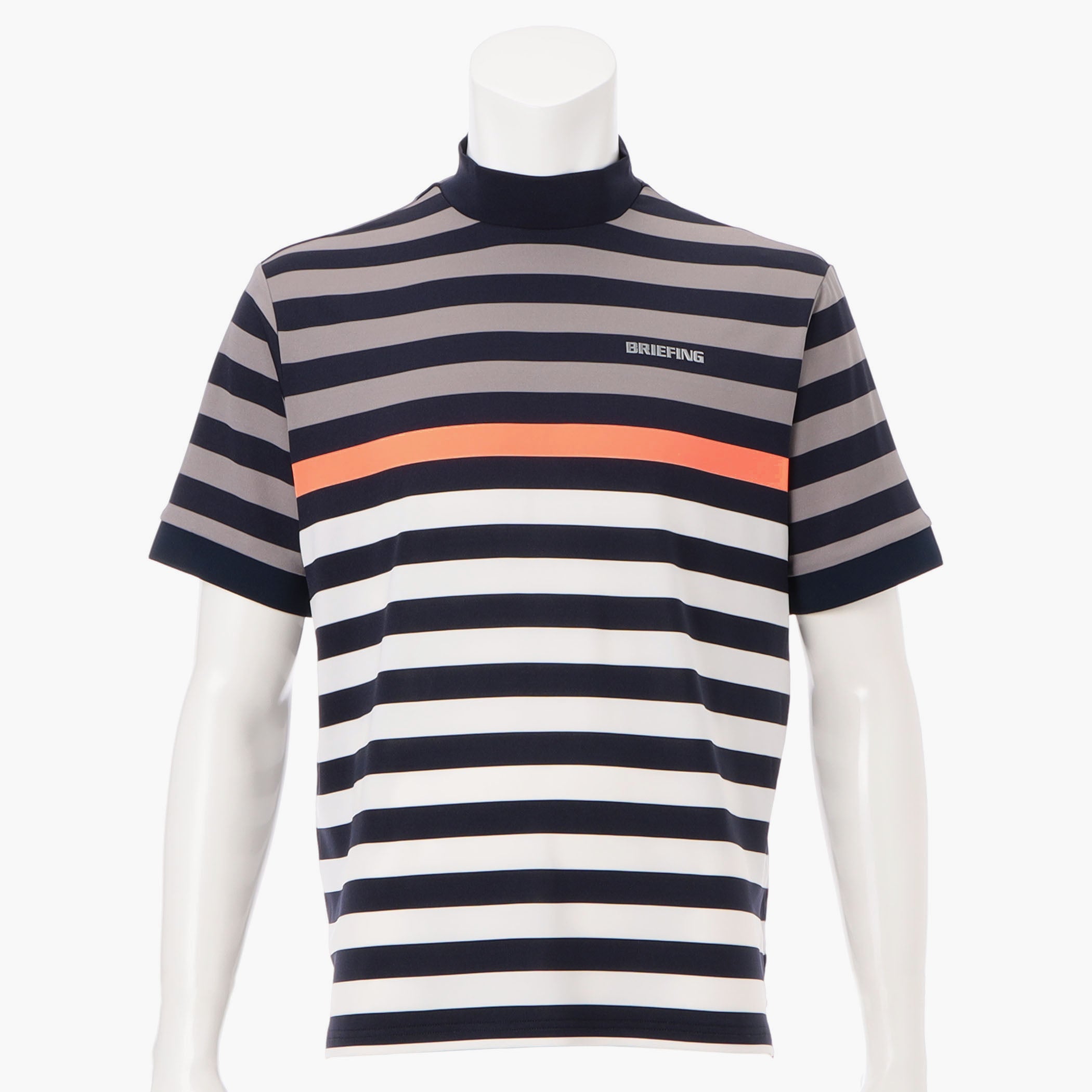 BRIEFING GOLF MARINE STRIPE HIGH NECK／L MEN'S MARINE STRIPE HIGHNECK Quick Dry Golf Top - BRIEFING