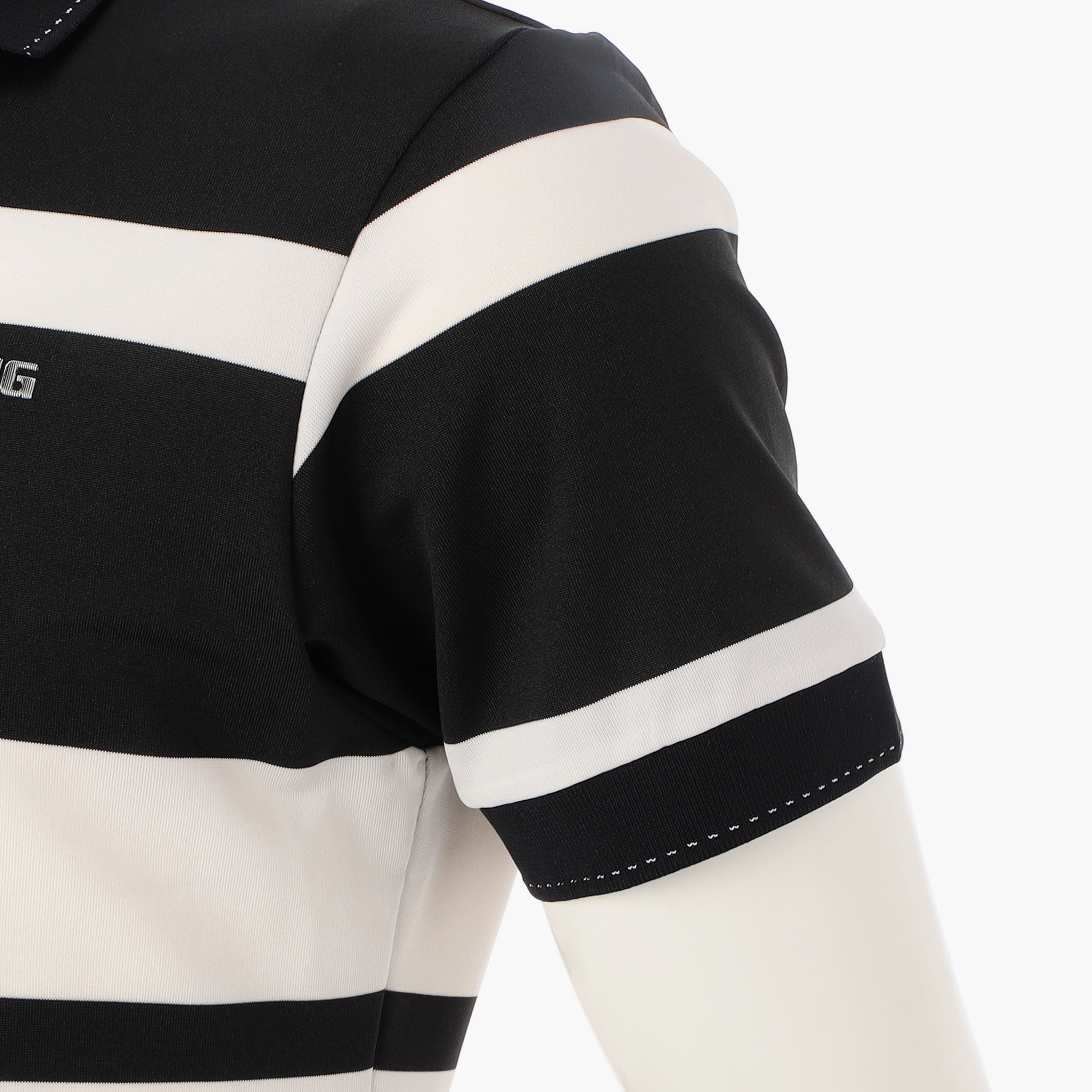 BRIEFING GOLF PANEL STRIPE POLO（BLK／M） MEN'S PANEL STRIPE POLO Stretch Golf Polo Shirt - BRIEFING