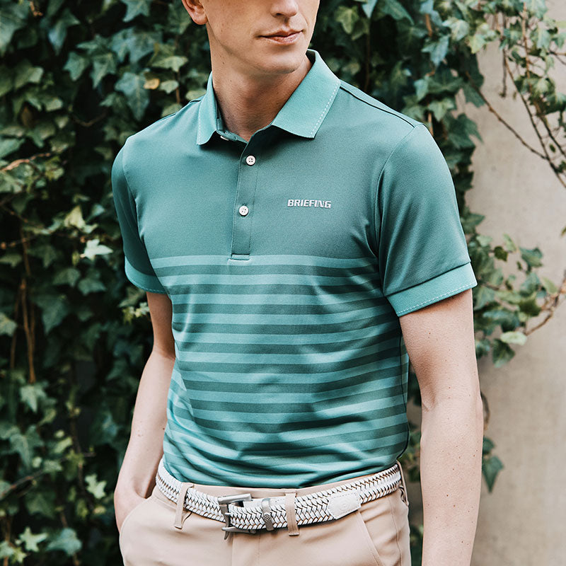 Men's Shadow Stripe Polo Refined Quick-Dry Golf - BRIEFING