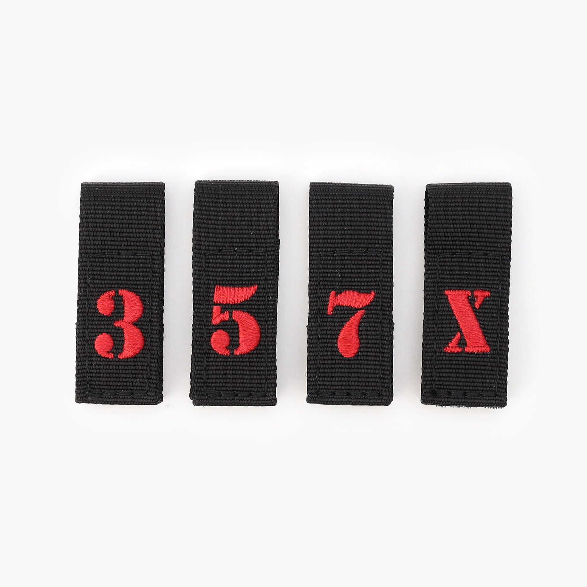 番手タグは（3、5、7、X）が付属いたします。