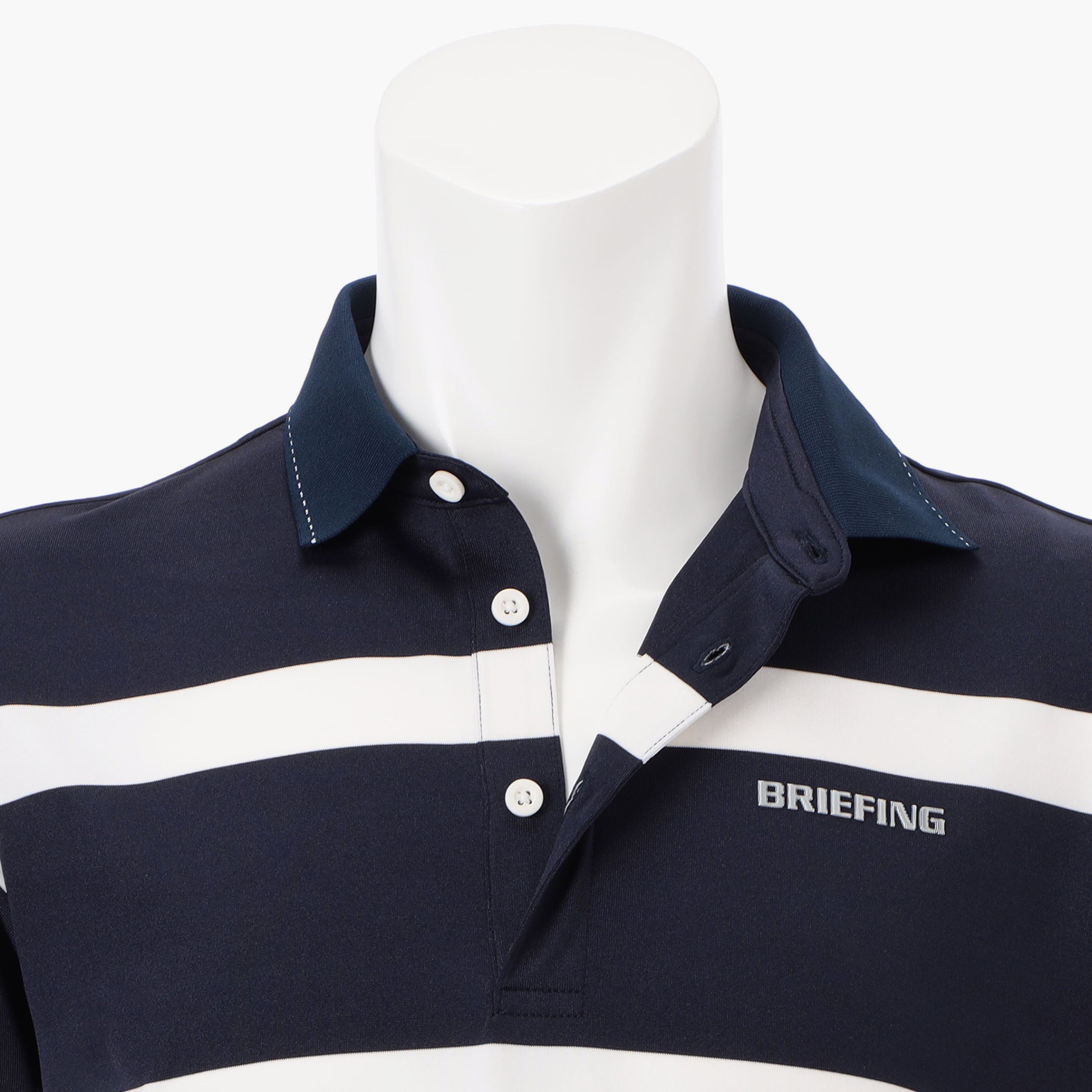 MEN'S PANEL STRIPE POLO Stretch Golf Polo Shirt - BRIEFING