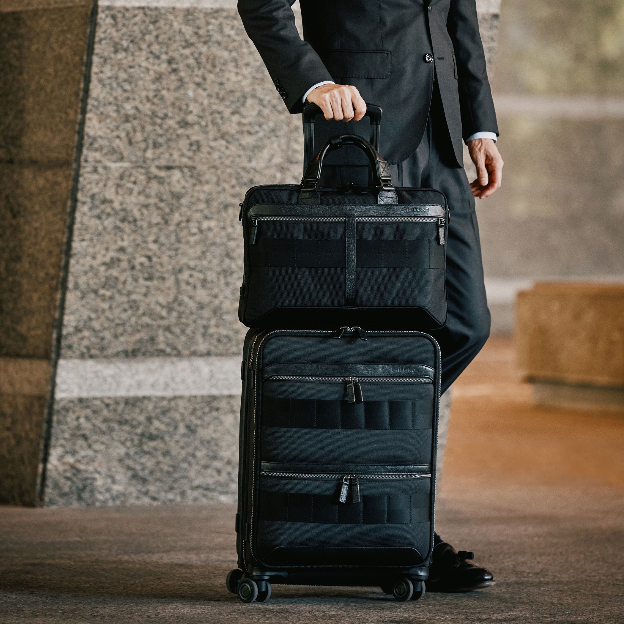 FUSION 4WHEEL CARRY Leather and Nylon Business Carry Case