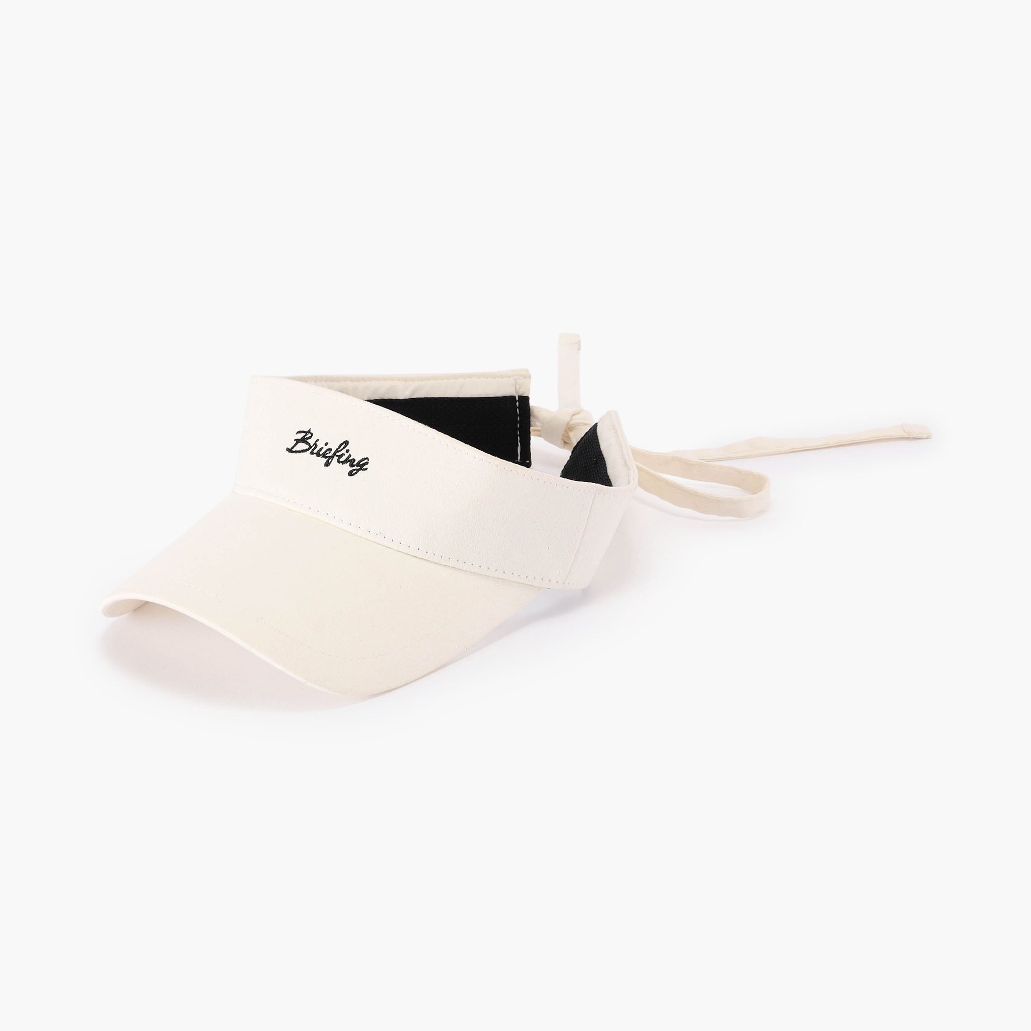 BRIEFING WOMEN’S SUEDE SMALL LOGO RIBBON VISOR, Accessories, Golf