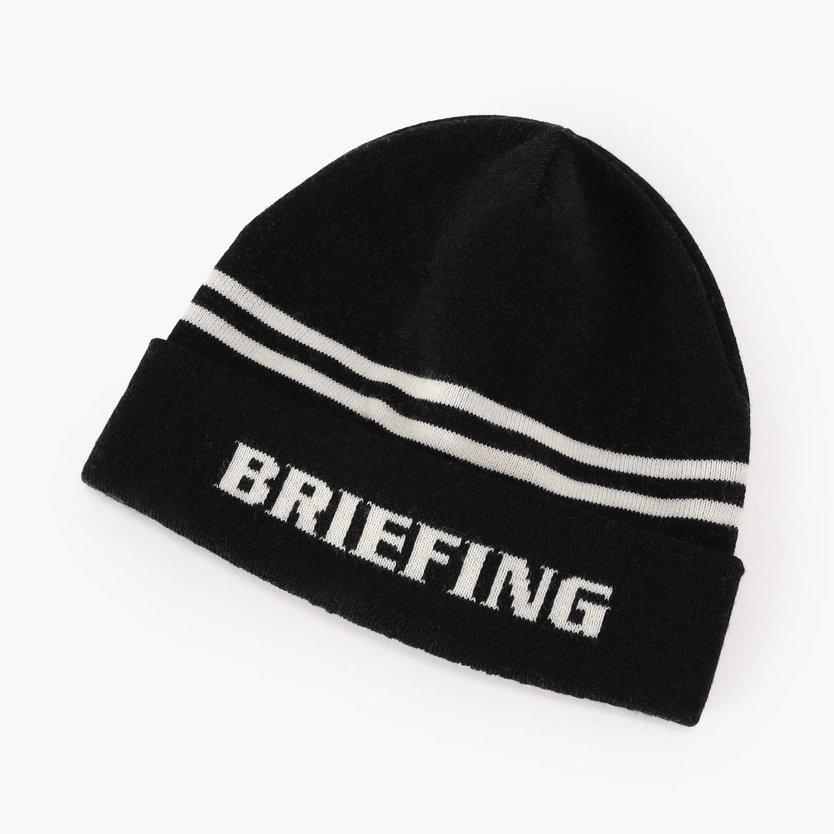 BRIEFING MEN’S WR WOOL KNIT DOUBLE LINE LOGO BEANIE, Accessories, Golf