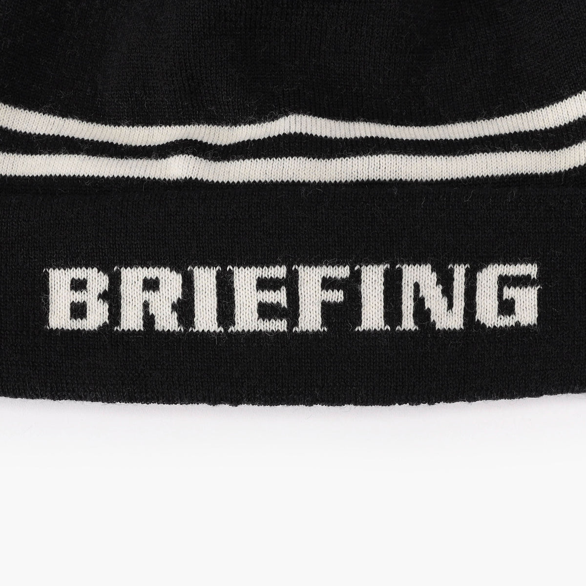 BRIEFING MEN’S WR WOOL KNIT DOUBLE LINE LOGO BEANIE, Accessories, Golf
