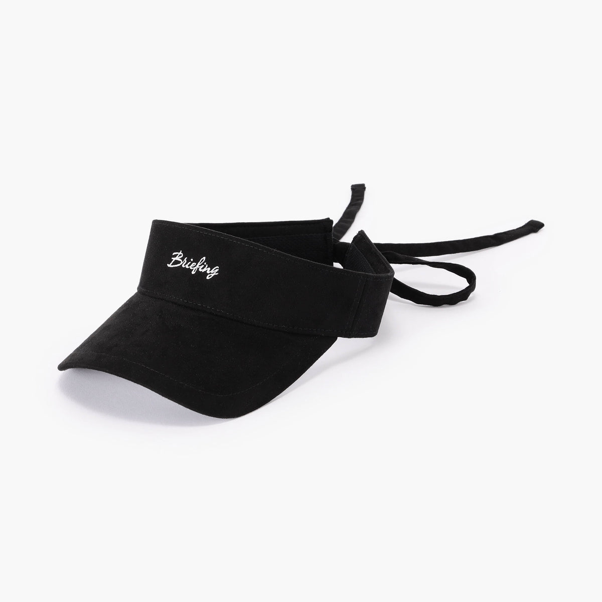 BRIEFING WOMEN’S SUEDE SMALL LOGO RIBBON VISOR, Accessories, Golf