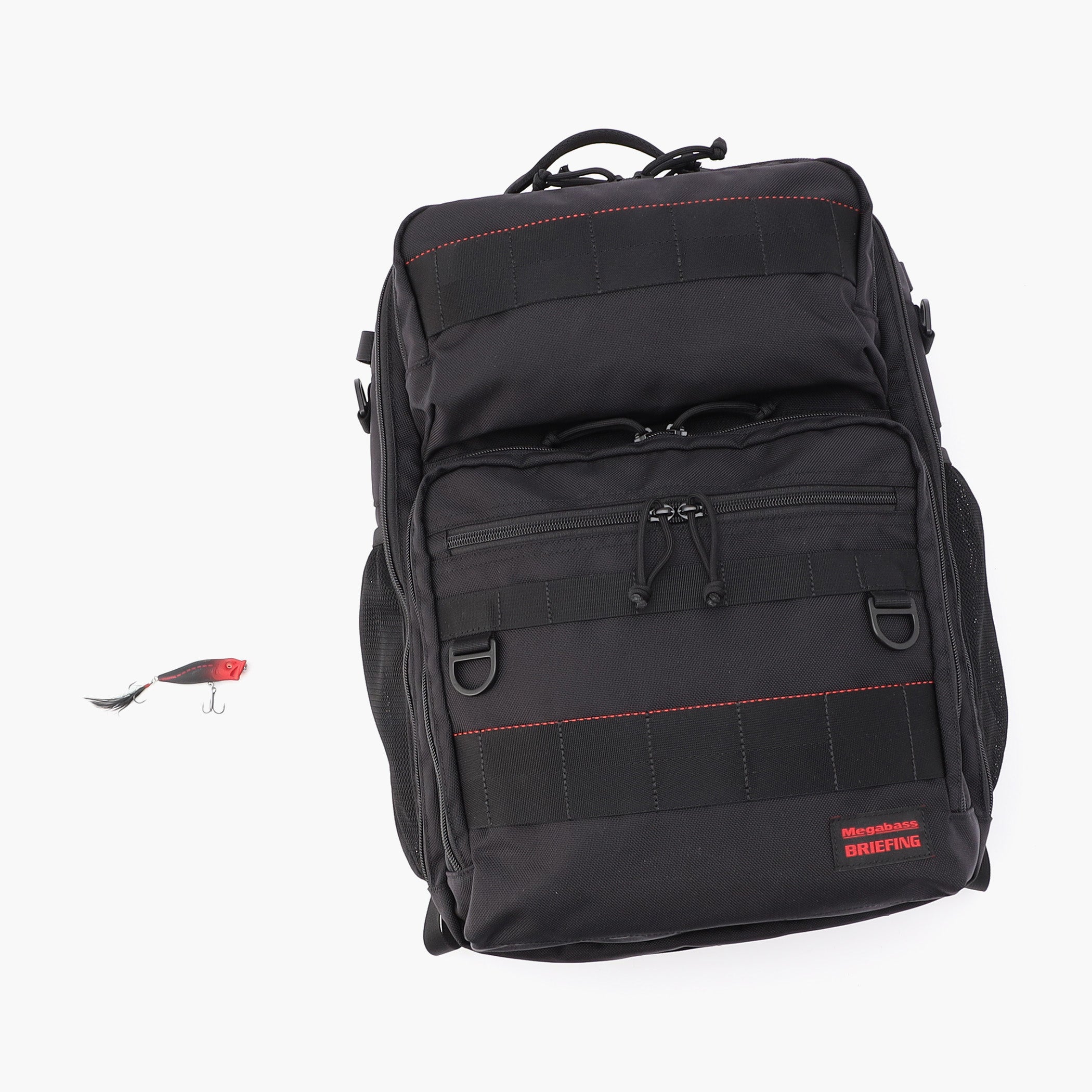 Megabass BRIEFING 限定 POPX RHRL JET BLACK MEGABASS X BRIEFING ANGLER PACK POPX Fishing Backpack Set