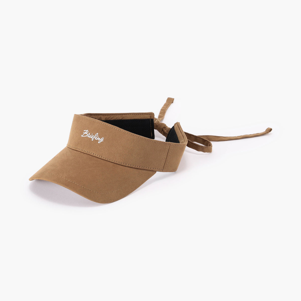 BRIEFING WOMEN’S SUEDE SMALL LOGO RIBBON VISOR, Accessories, Golf
