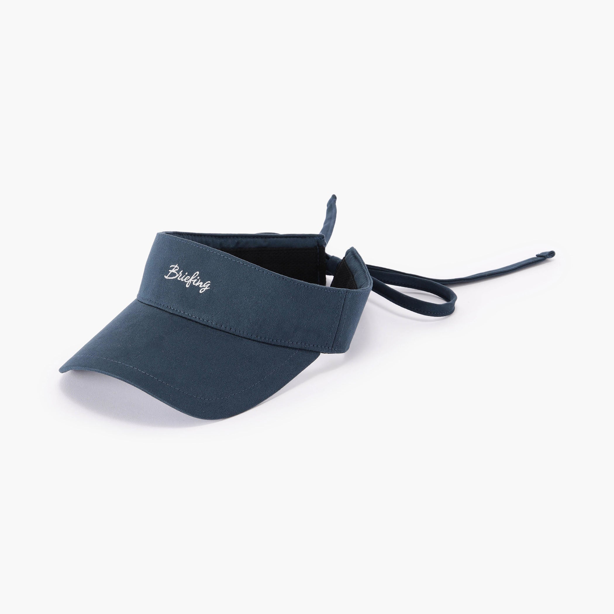 BRIEFING WOMEN’S SUEDE SMALL LOGO RIBBON VISOR, Accessories, Golf