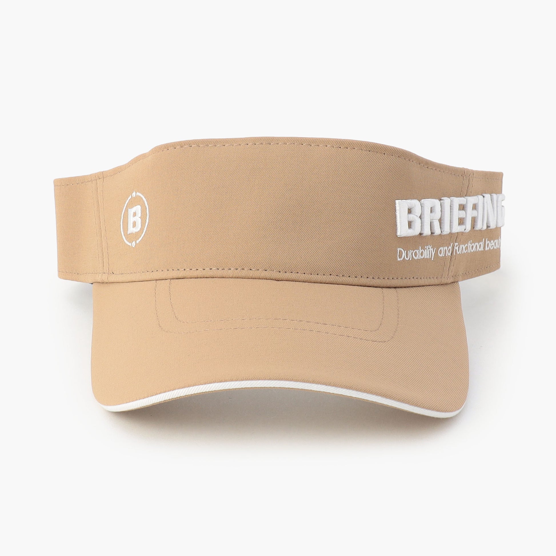 左サイドにBマーク、右サイドにBRIEFING GOLFのロゴ刺繍をアシンメトリーに配置。見る角度によって、表情を変えるアクセントに。