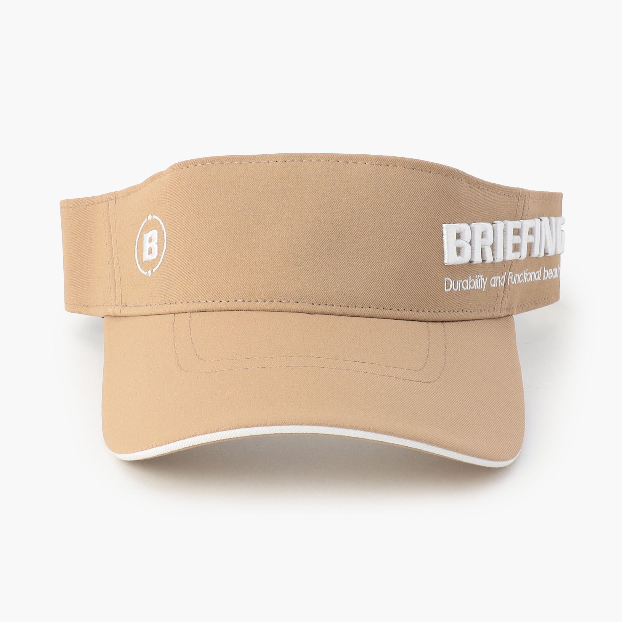 左サイドにBマーク、右サイドにBRIEFING GOLFのロゴ刺繍をアシンメトリーに配置。見る角度によって、表情を変えるアクセントに。