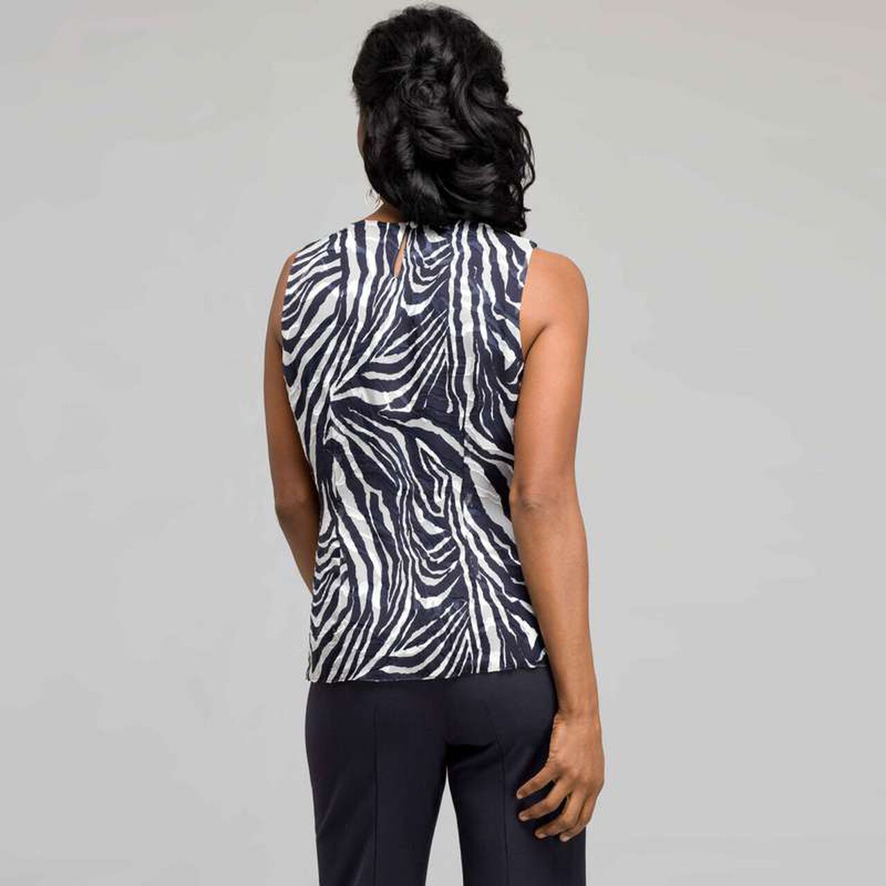 Sleeveless Zebra Print Blouse, , large image number 1
