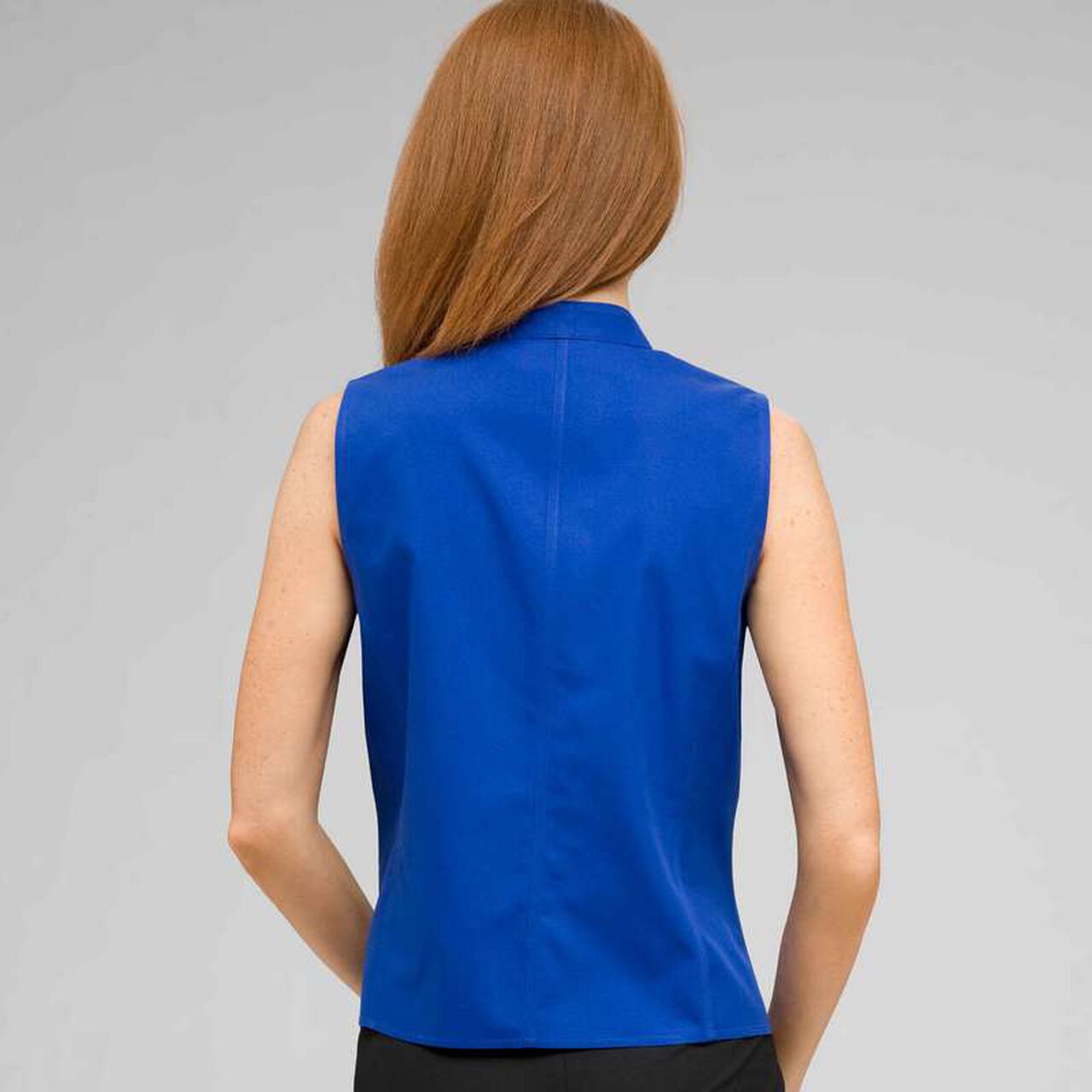 No-Iron Easy Care Sleeveless Shawl Collar Blouse, , large image number 1