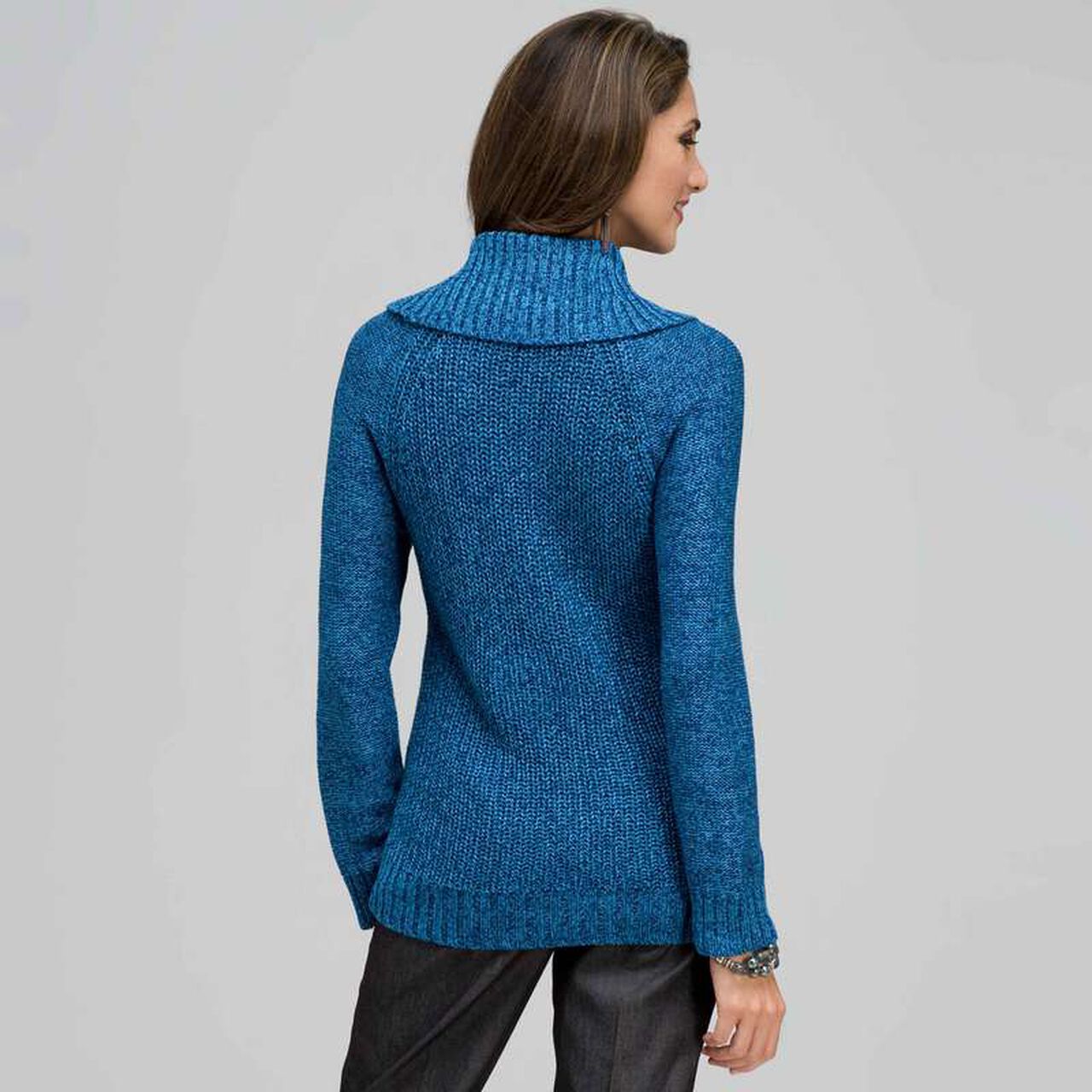 Cowl Neck Tweed Pullover Sweater, , large image number 1