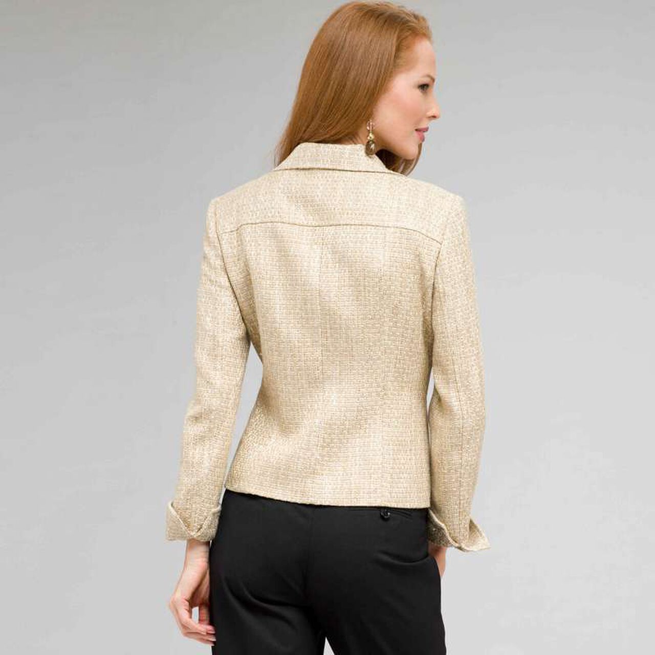 Notch Collar Basket Weave Jacket, , large image number 1