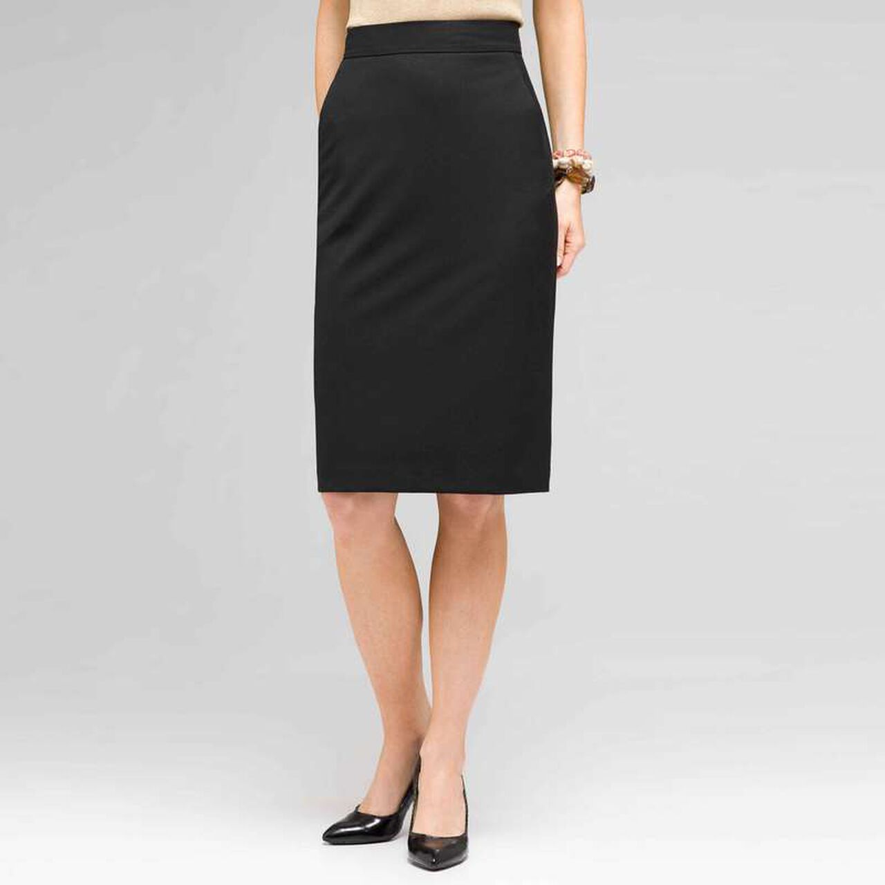 Slim Skirt With Back Kick Pleats, , large image number 0