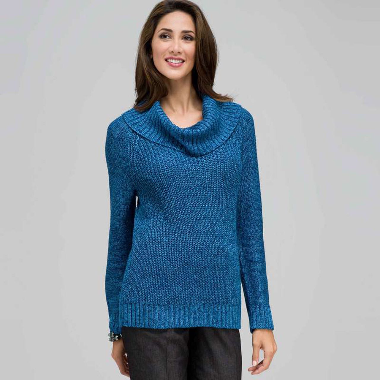 Cowl Neck Tweed Pullover Sweater, , large image number 0