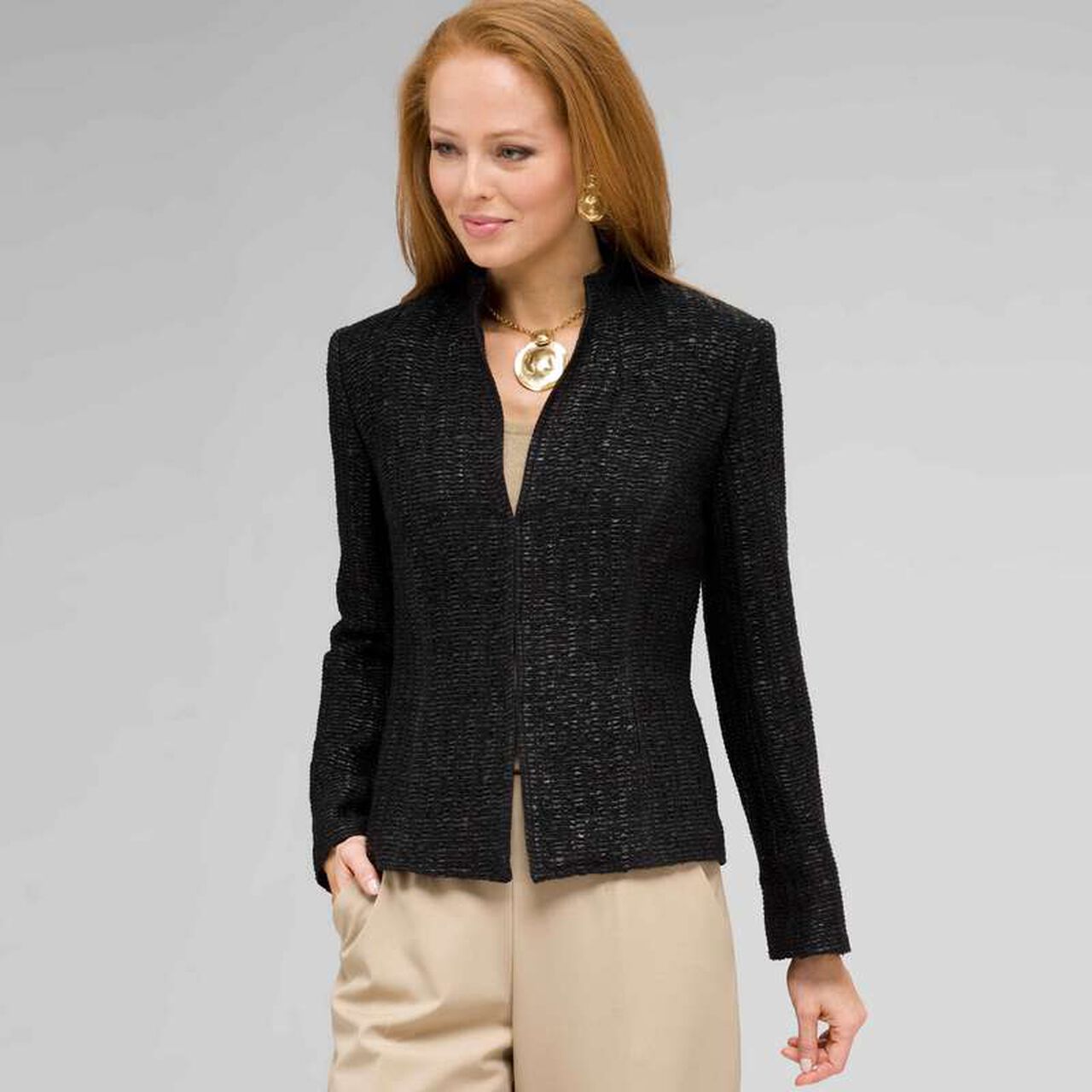 Textured Zip Front Jacket, , large image number 0