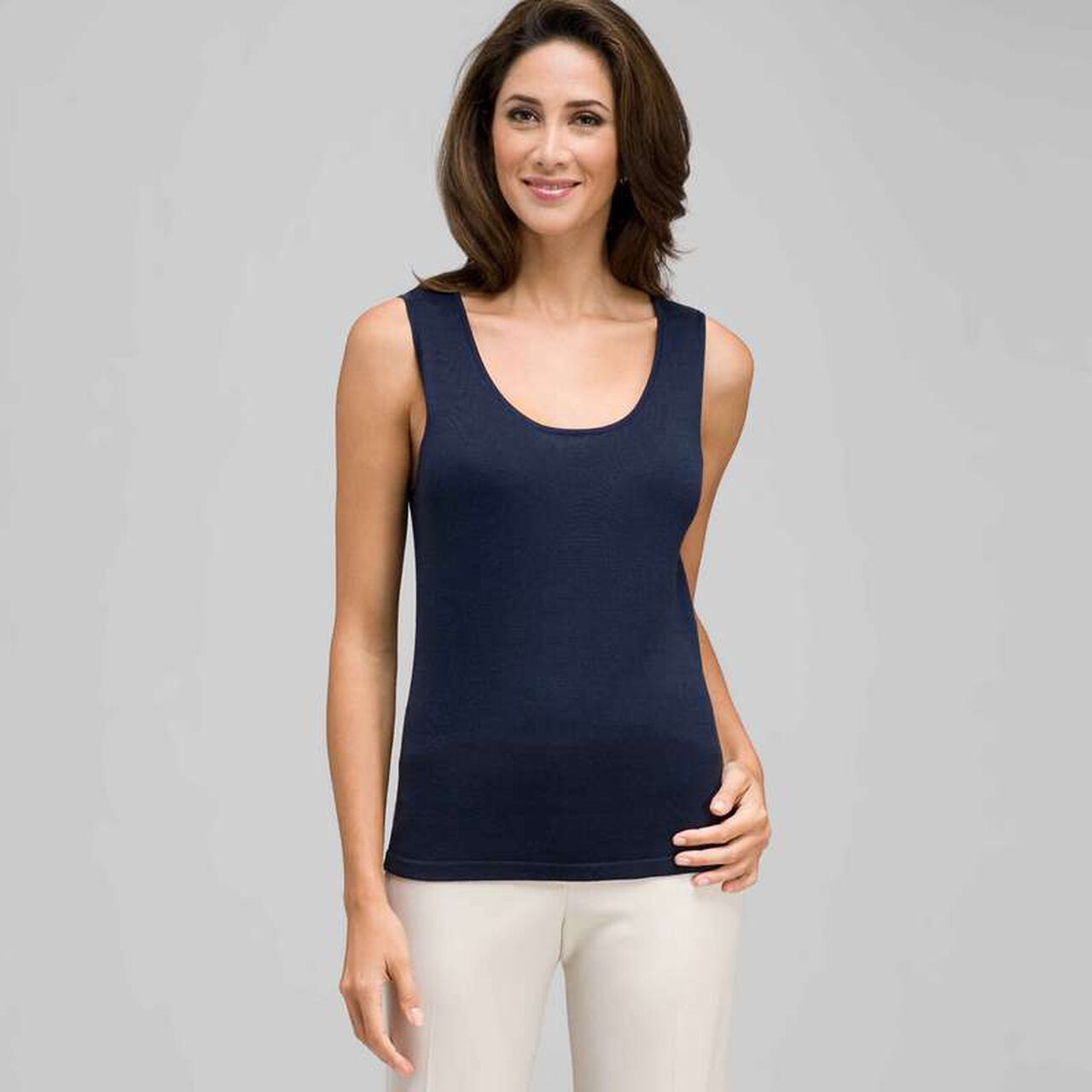 Sleeveless Scoop Neck Shell, , large image number 0