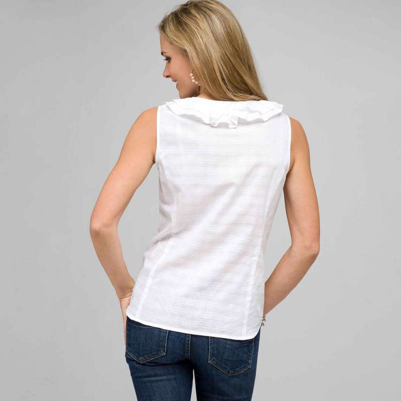 Sleeveless Ruffle Front Blouse, , large image number 1