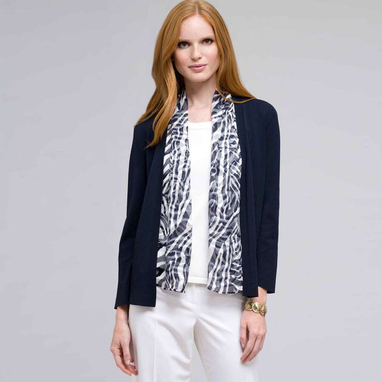 Zebra Scarf Print Cardigan, , large image number 0