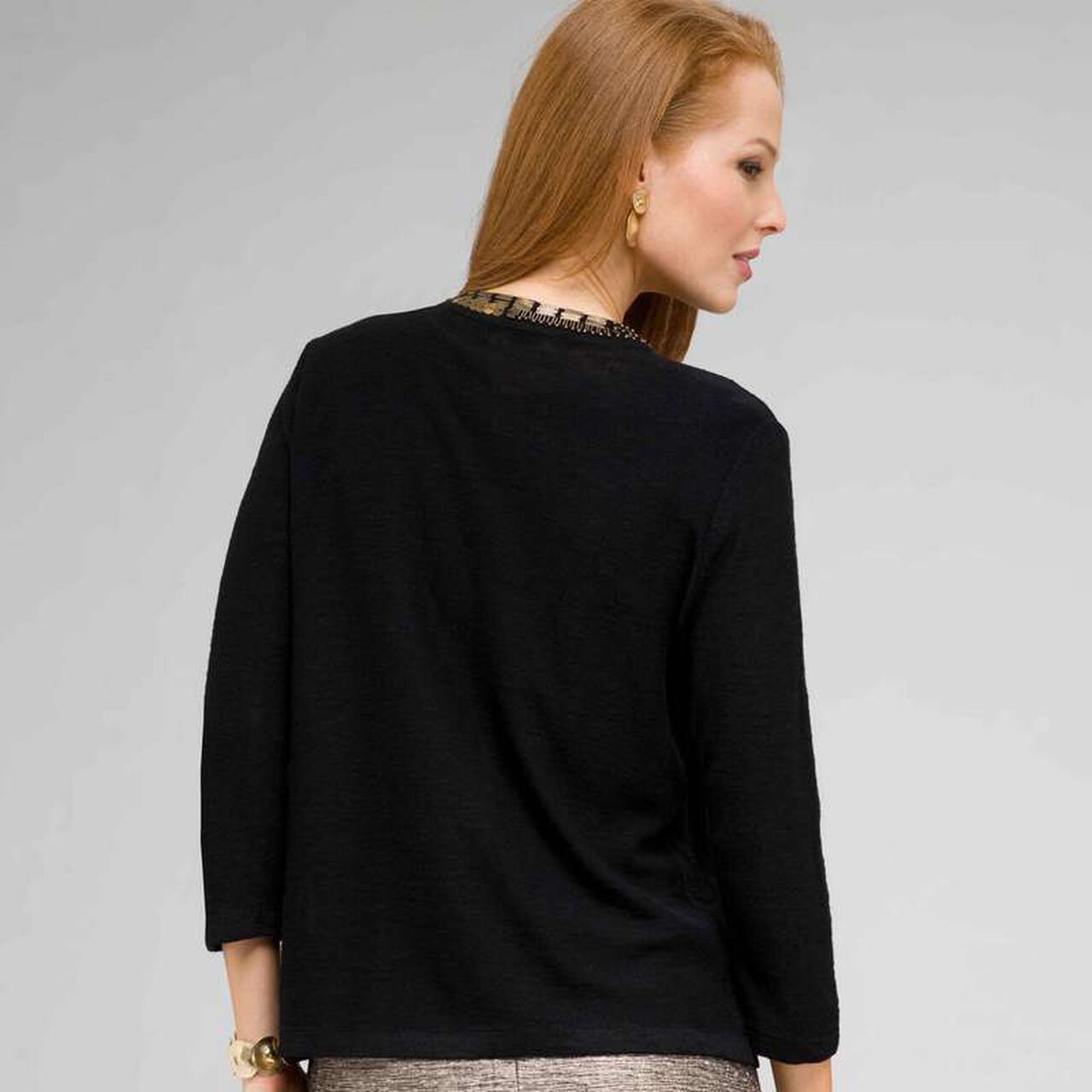 3/4 Sleeve beaded cardigan, , large image number 1