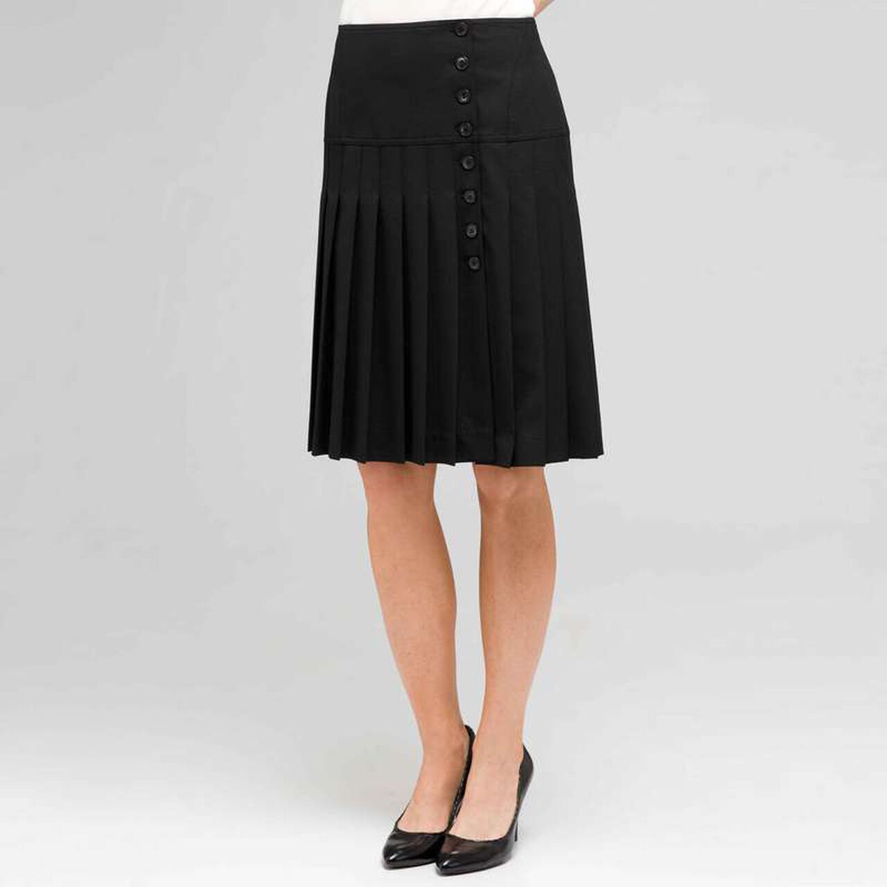Side Button Pleated Skirt, , large image number 0