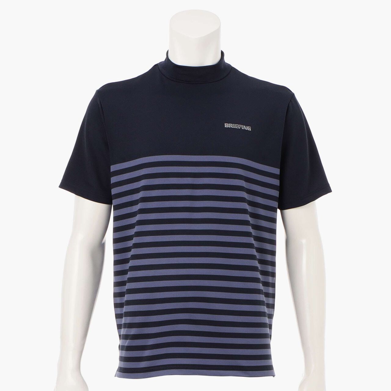MS SHADOW STRIPE HIGHNECK RF,Navy, large image number 0